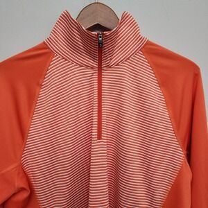 Cutter and Buck Womens Size XL 1/2 Zip Orange Stripe Pullover Athletic Golf